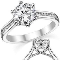 Round 6-Prong Trellis Moissanite Engagement Ring