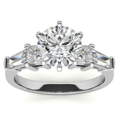 Square & Baguette Moissanite Engagement Ring Setting, 0.72ct