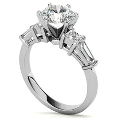 Square & Baguette Moissanite Engagement Ring Setting, 0.72ct
