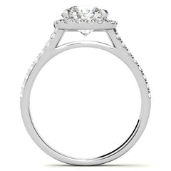 Round Split Shank Cushion Halo Moissanite Engagement Ring