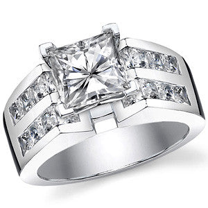 Square Moissanite Engagement Ring Setting, 2.1ct