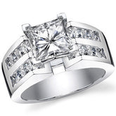 Square Moissanite Engagement Ring Setting, 2.1ct