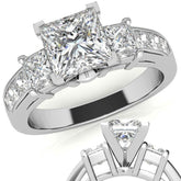 4mm Square Moissanite Engagement Ring Setting 1.64ct