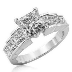 3.5mm Princess cut Moissanite Engagement Ring Setting 1.5ct