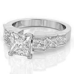 3.5mm Princess cut Moissanite Engagement Ring Setting 1.5ct