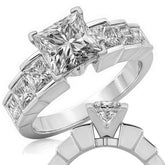 3.5mm Princess cut Moissanite Engagement Ring Setting 1.5ct