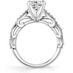 Round Brilliant Moissanite Designer Inspired Engagement Ring, 0.48ct