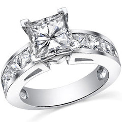 Channel Set Princess cut Moissanite Engagement Ring 2.2ct
