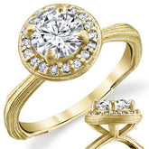 Round Twig Style Bark Halo Moissanite Engagement Ring