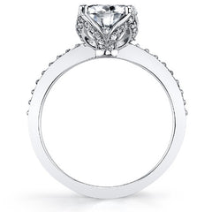 Moissanite Engagement Ring with Floral Style Prongs