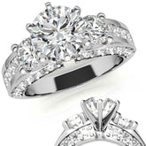 Round Brilliant Moissanite Engagement Ring Setting, 2.56ct