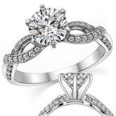 Moissanite & Diamond Infinity Twisted Engagement Ring, 0.25ct