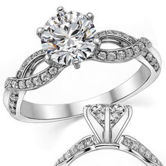 Moissanite & Diamond Infinity Twisted Engagement Ring, 0.25ct