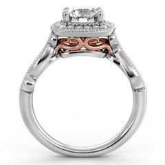 Milgrain Split Shank Halo Engagement Ring