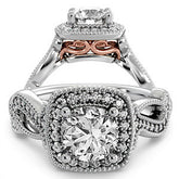 Milgrain Split Shank Halo Engagement Ring