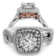 Milgrain Split Shank Halo Engagement Ring