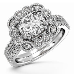Floral Inspired Halo Engagement Ring