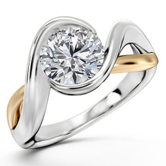 Round Moissanite Split Shank Bypass Ring