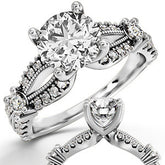 Round Moissanite Antique Split Shank Engagement Ring