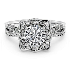 Floral-Inspired Moissanite Halo Engagement Ring