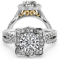 Floral-Inspired Moissanite Halo Engagement Ring