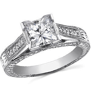 Princess Antique Moissanite Engagement Ring
