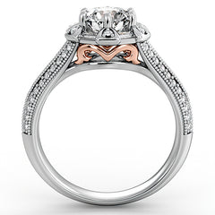 Unique Split Shank Halo Engagement Ring