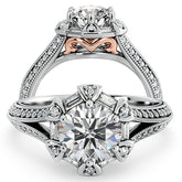 Unique Split Shank Halo Engagement Ring