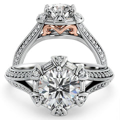Unique Split Shank Halo Engagement Ring
