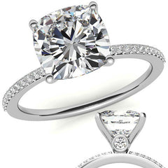 Cushion Moissanite Petite Engagement Ring