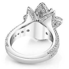 Moissanite Lotus Flower Engagement Ring