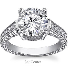 Round Antique Moissanite Engagement Ring