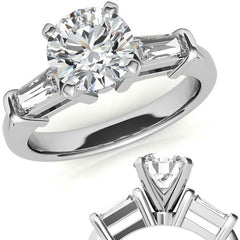 Baguette Moissanite Engagement Ring Setting 0.36ct