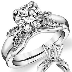 Round Tulip Style Floral Engagement Ring