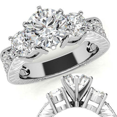 5mm Round Brilliant Moissanite Engagement Ring Antique Setting 1.35ct