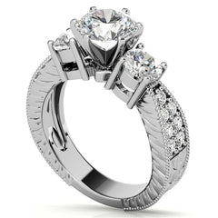 5mm Round Brilliant Moissanite Engagement Ring Antique Setting 1.35ct