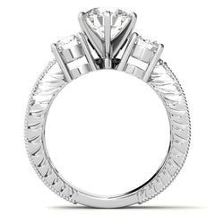 5mm Round Brilliant Moissanite Engagement Ring Antique Setting 1.35ct