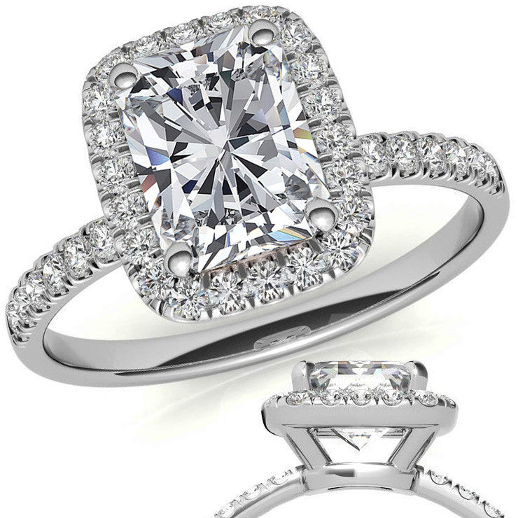 Classic Radiant/Emerald Halo Moissanite Engagement Ring