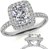 Classic Radiant/Emerald Halo Moissanite Engagement Ring