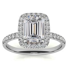 Classic Radiant/Emerald Halo Moissanite Engagement Ring