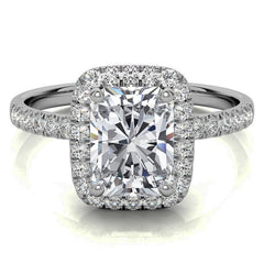 Classic Radiant/Emerald Halo Moissanite Engagement Ring