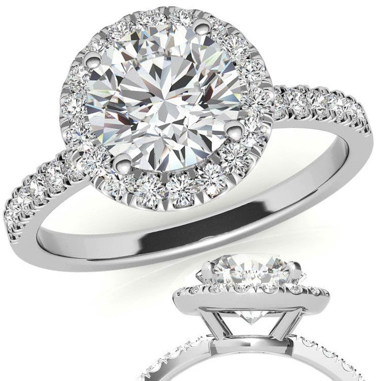 Classic Round Halo Moissanite Engagement Ring