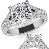 Antique Split Shank Cushion Moissanite Engagement Ring