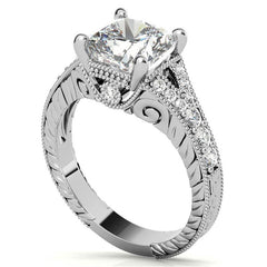 Antique Split Shank Cushion Moissanite Engagement Ring