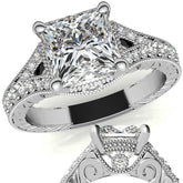 Antique Split Shank Princess cut Moissanite Engagement Ring