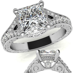 Antique Split Shank Princess cut Moissanite Engagement Ring