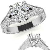 Antique Split Shank Round Brilliant Moissanite Engagement Ring