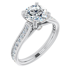 Double Prong Channel Set Moissanite Engagement Ring