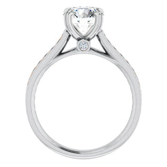 Double Prong Channel Set Moissanite Engagement Ring