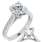 Double Prong Channel Set Moissanite Engagement Ring